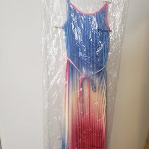 Sam Edelman Ombre Pleated Midi Dress Color: Blue Pink